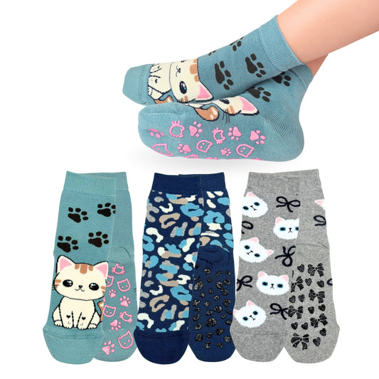 Calzini Bambina ANTISCIVOLO COTONE 3 Paia Calze Bimba abs scuola casa gonfiabili, Made in Italy ASS3