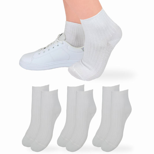 Calzini Costina Donna Cotone Leggero 3 Paia Calze Donna Filo di scozia Made in Italy BIANCO