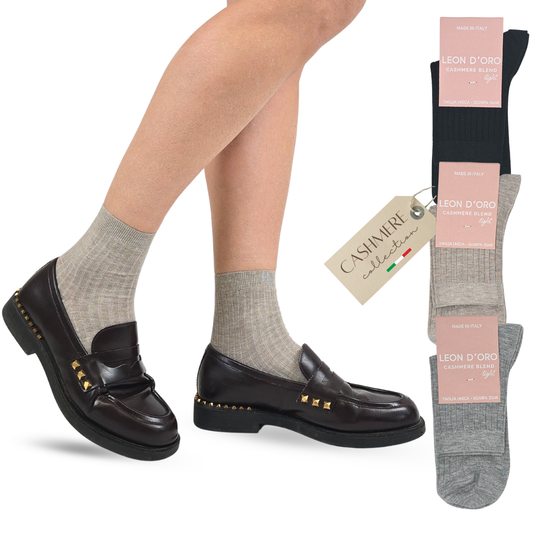 Calze Cashmere Light Donna Calzini Viscosa Cachemire Invernali Made in Italy Idea Regalo Natale 3 PAIA CLASSICO