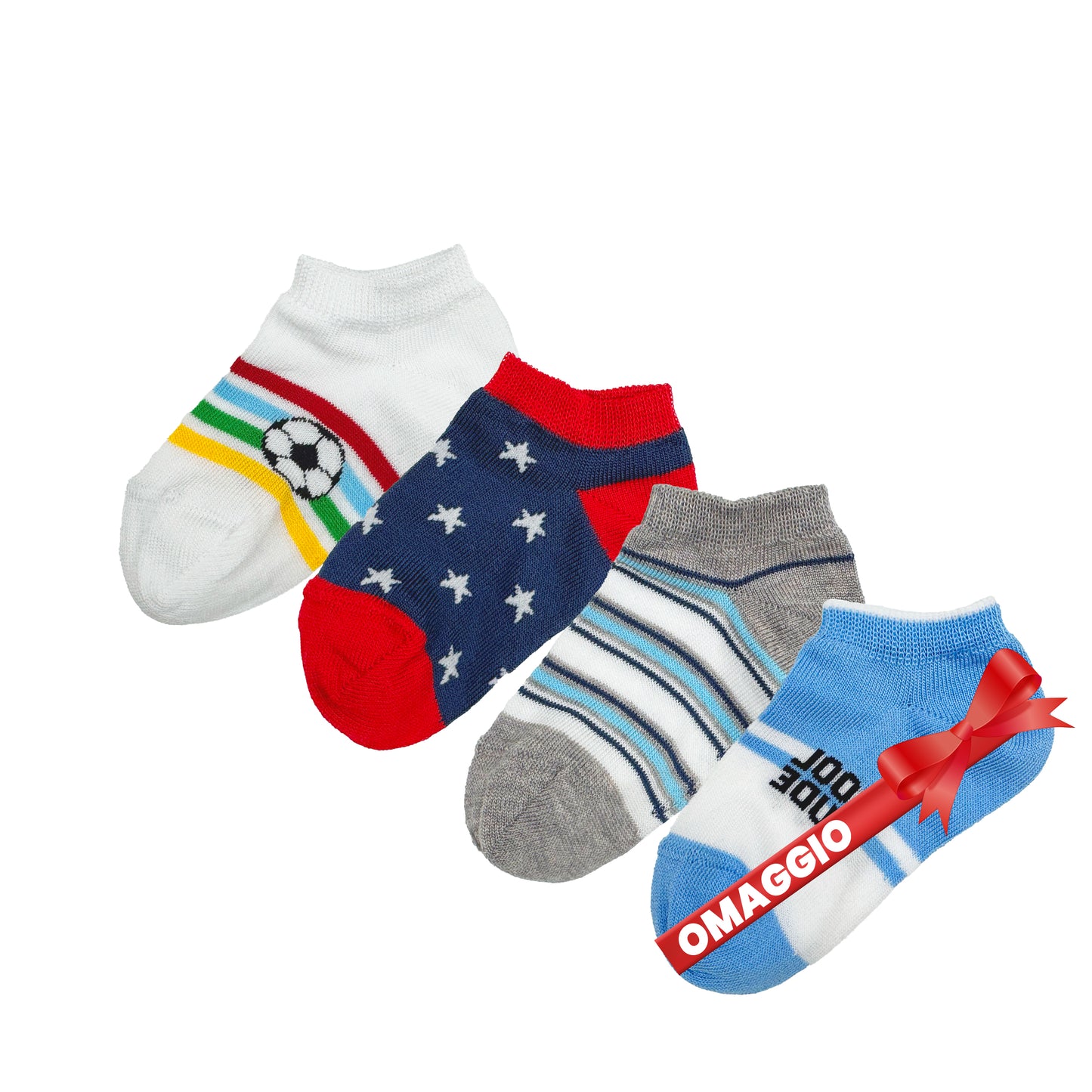Calzini Corti Neonato Cotone 4 Paia Calze fantasmini leggeri filo di scozia 6 12 18 mesi Made in Italy  ASS1