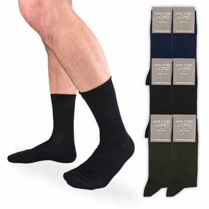 Calze Uomo Cotone corte 6 Paia calze uomo calze Filo di Scozia Moda in Italy TINTA UNITA