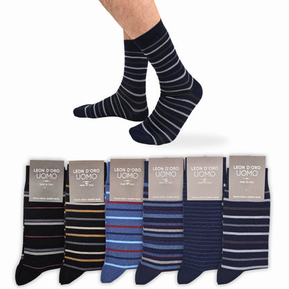 Calze Uomo Cotone Rigate corte 6 Paia calze uomo Fantasia calze Filo di Scozia Moda in Italy