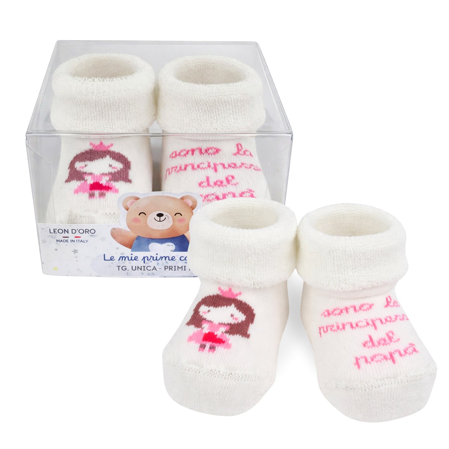 Calze Neonata Calzino Regalo Baby Shower Scarpine Babbucce bambini Primi Mesi Taglia Unica Made in Italy F-ASS2