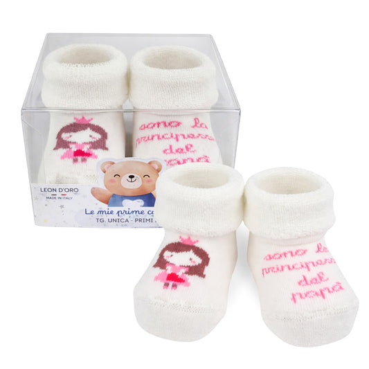 Calze Neonata Calzino Regalo Baby Shower Scarpine Babbucce bambini Primi Mesi Taglia Unica Made in Italy F-ASS2