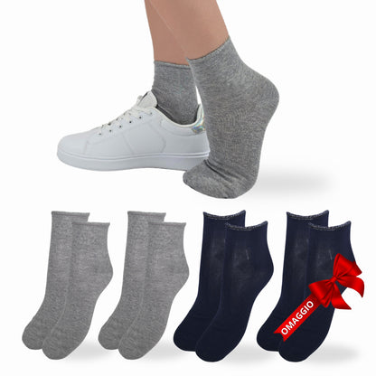 Calzini Donna Cotone Leggero 4 Paia di cui 1 in Omaggio Calze Donna Filo di scozia Made in Italy ASS2