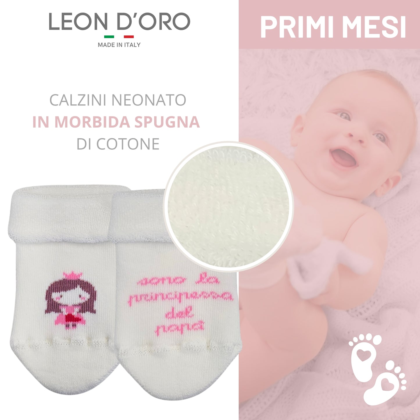 Calze Neonata Calzino Regalo Baby Shower Scarpine Babbucce bambini Primi Mesi Taglia Unica Made in Italy F-ASS2