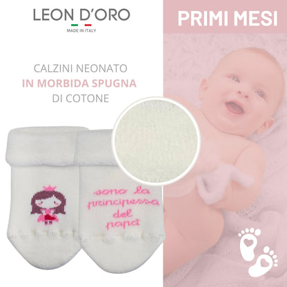 Calze Neonata Calzino Regalo Baby Shower Scarpine Babbucce bambini Primi Mesi Taglia Unica Made in Italy F-ASS2