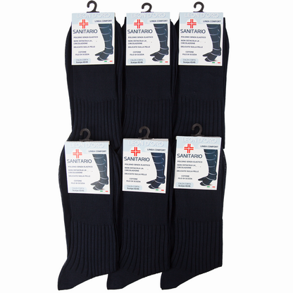 Calze Uomo Diabetici cotone filo di scozia Super Leggere CALZE SANITARIE Calze a costina SENZA ELASTICO 6 PAIA CALZE MADE IN ITALY