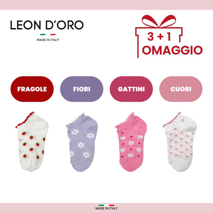 Fantasmini Neonata Cotone Leggero 4 Paia Calzini Bambina 6 12 18 mesi Made in Italy ASS1