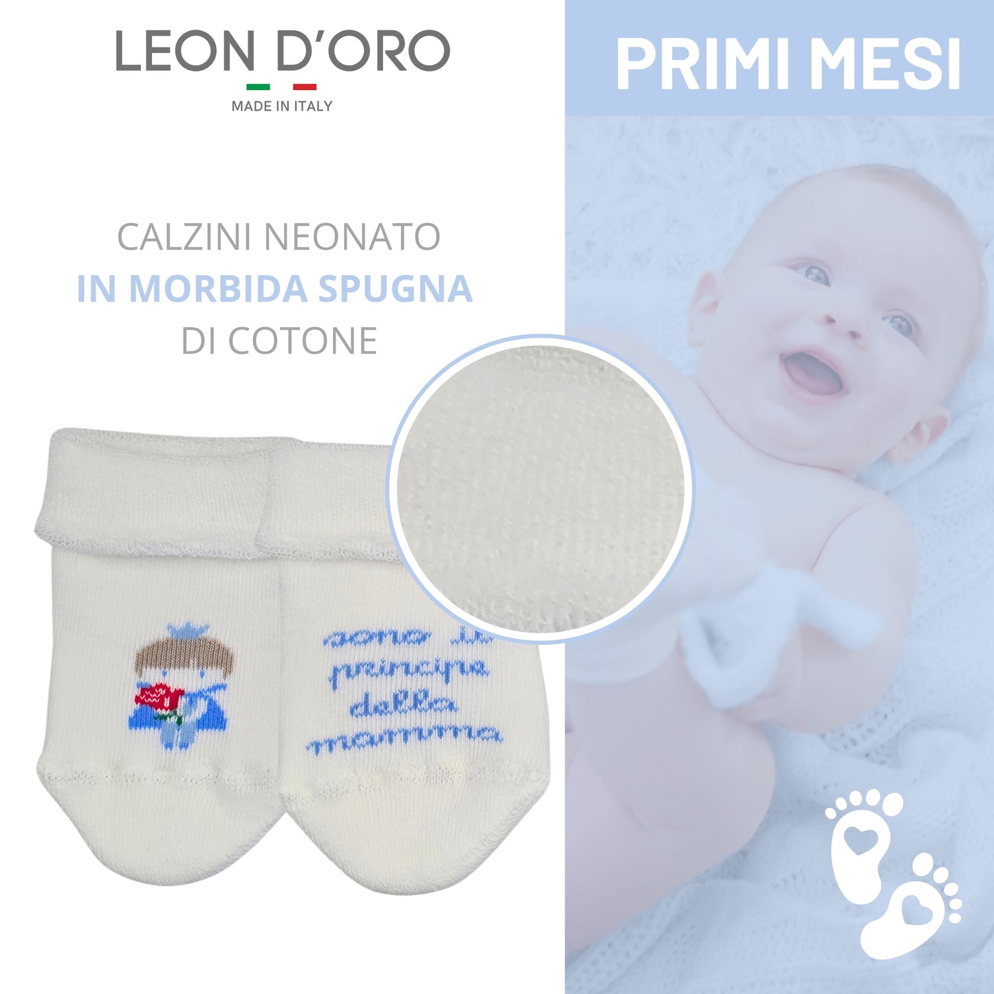 Calze Neonato Calzino Regalo Baby Shower Scarpine Babbucce bambini Primi Mesi Taglia Unica Made in Italy M-ASS2