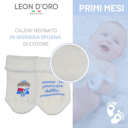 Calze Neonato Calzino Regalo Baby Shower Scarpine Babbucce bambini Primi Mesi Taglia Unica Made in Italy M-ASS2