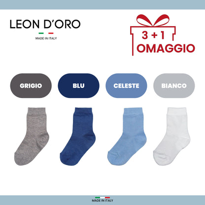 Calzini Neonato Cotone 4 Paia Calze leggere filo di scozia 6 12 18 mesi Made in Italy  Tinta unita