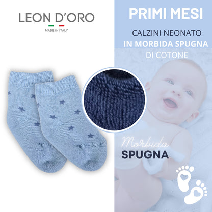 Calze Neonato 5 PAIA Calzino Regalo Scarpine Babbucce bambini Primi Mesi Taglia Unica Made in Italy
