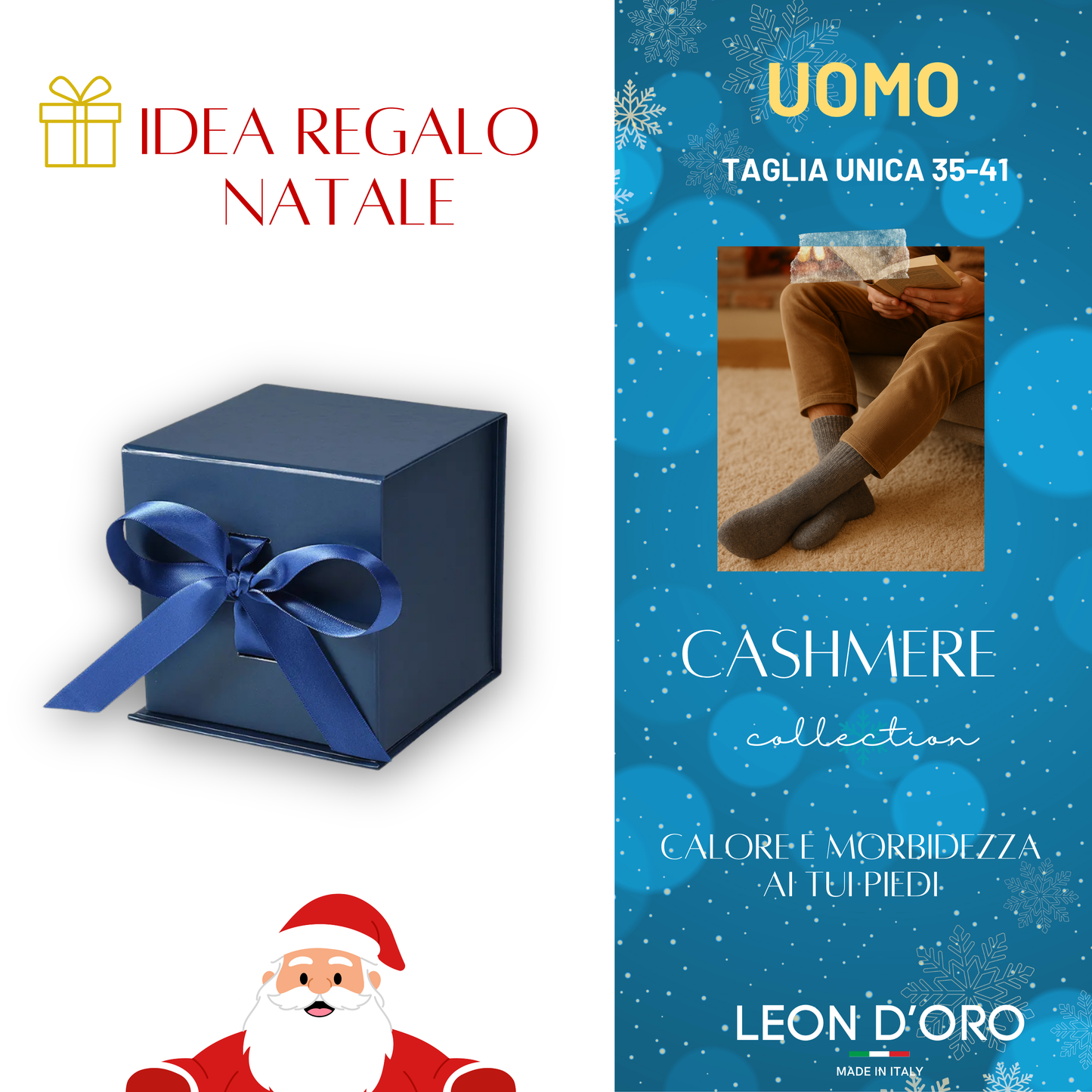 Calze Cashmere Uomo Calzini Lana e Cachemire Termici Invernali Made in Italy Idea Regalo Natale GB_CASH_ASS1