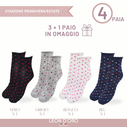 Calzini Donna Cotone Leggero 4 Paia di cui 1 in Omaggio Calze Donna Filo di scozia Made in Italy ASS3