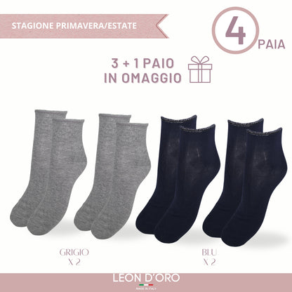 Calzini Donna Cotone Leggero 4 Paia di cui 1 in Omaggio Calze Donna Filo di scozia Made in Italy ASS2