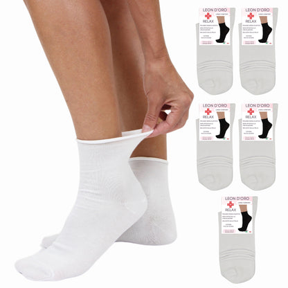 Calze per Diabetici 5 paia Calze Donna Sanitarie Cotone filo di Scozia Calze Senza Elastico calze  Made in Italy