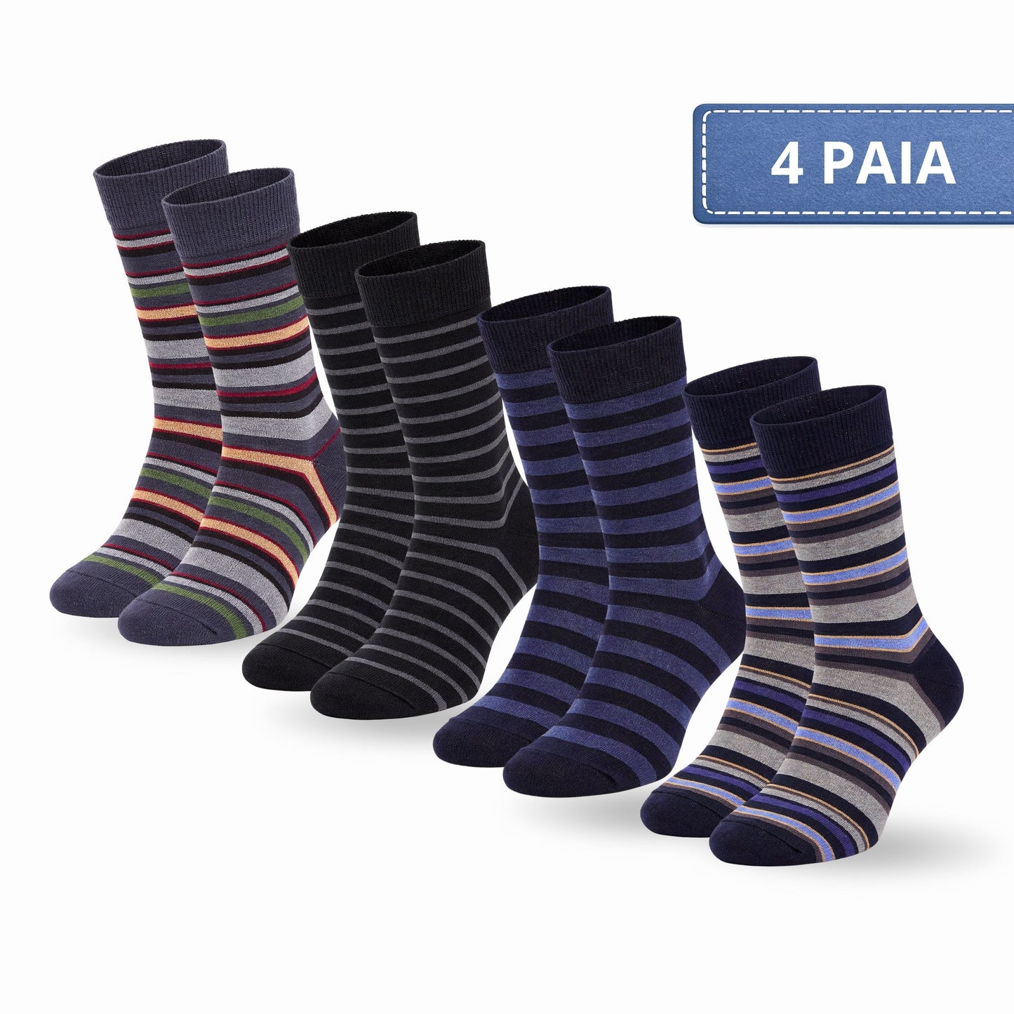 Calze Uomo Cotone Rigate corte 4 Paia calze uomo Fantasia calze Filo di Scozia Moda in Italy