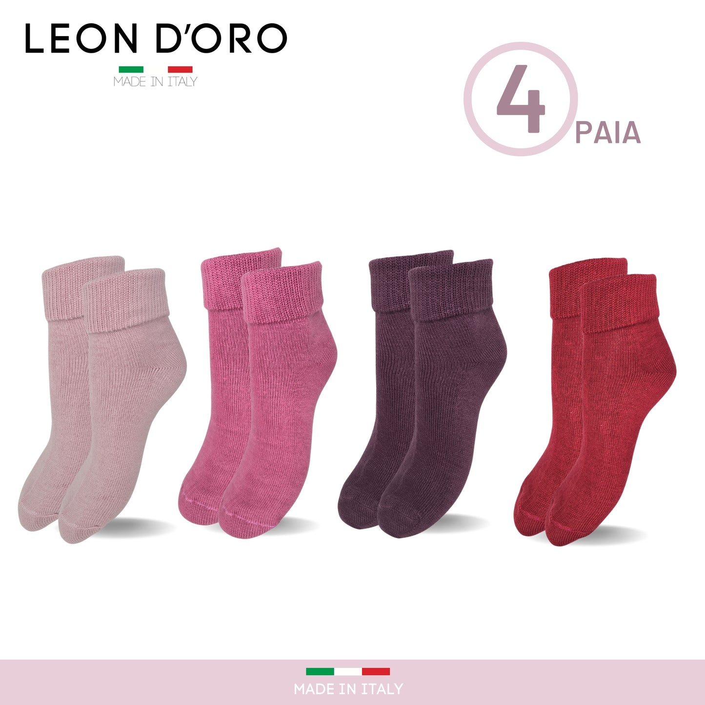 Calze da casa Donna, Calzettoni Invernali Donna, Calze Regalo Termiche 100% Made in Italy PINK