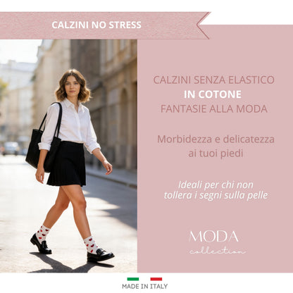 Calzini SENZA ELASTICO Donna COTONE Calze Donna Moda Made in Italy ASS PE1