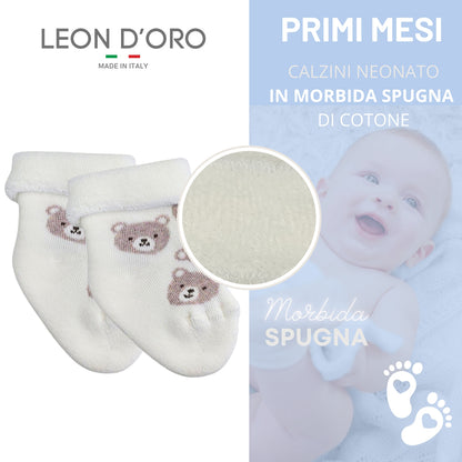 Calze Neonato 3 PAIA Calzino Regalo Scarpine Babbucce bambini Primi Mesi Taglia Unica Made in Italy ASS1M