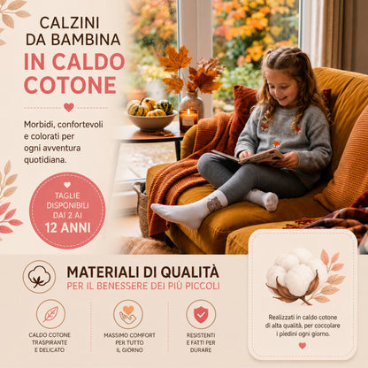 Calzini Bambina CALDO COTONE 4 Paia Calze Bimba Calze Bambina Made in Italy ASS3