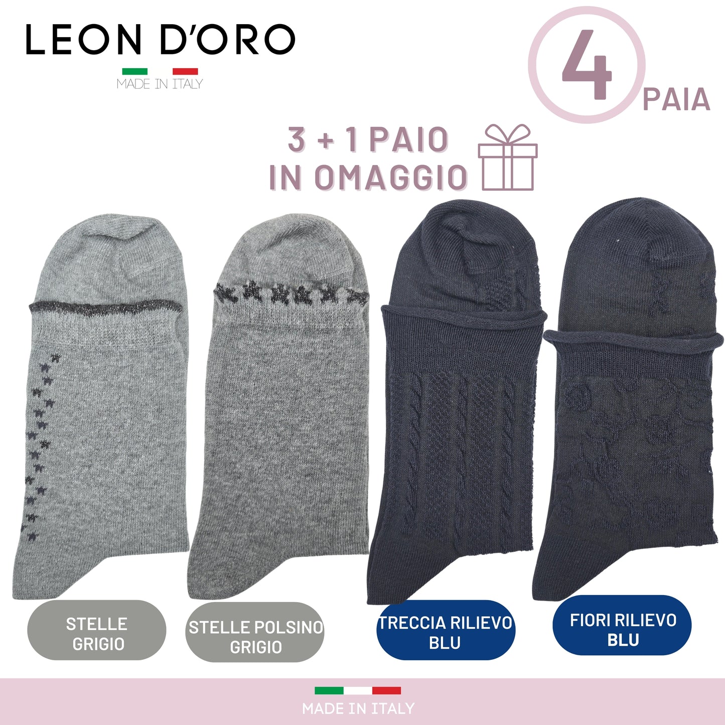 Calzini Donna Caldo Cotone Calze Donna senza elastico Moda Made in Italy ASS7