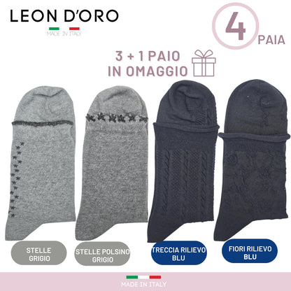 Calzini Donna Caldo Cotone Calze Donna senza elastico Moda Made in Italy ASS7