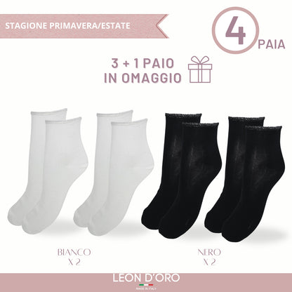 Calzini Donna Cotone Leggero 4 Paia di cui 1 in Omaggio Calze Donna Filo di scozia Made in Italy ASS1