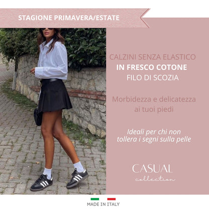 Calzini Senza Elastico Donna Cotone Leggero 3 Paia Calze Donna Filo di scozia Made in Italy PINK