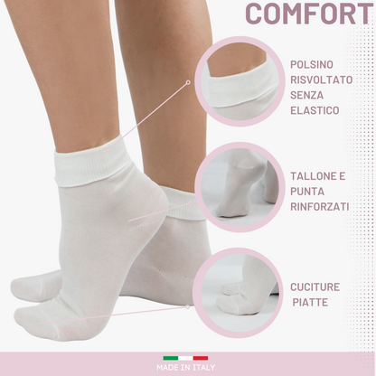 Calzini Donna Sanitari Cotone filo di Scozia Calzini senza elastico Calze per Diabetici 6 paia
