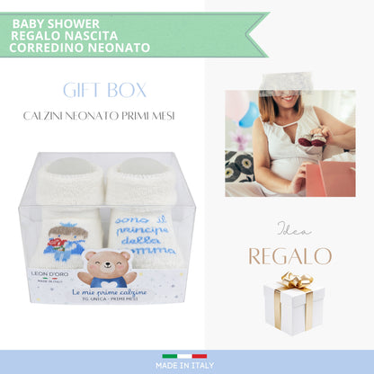 Calze Neonato Calzino Regalo Baby Shower Scarpine Babbucce bambini Primi Mesi Taglia Unica Made in Italy M-ASS2