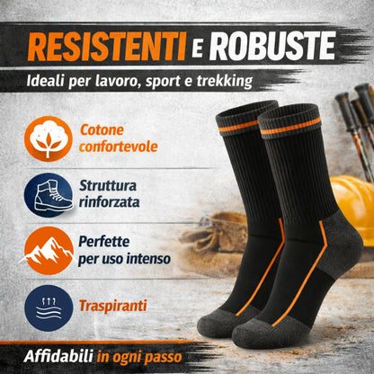 Calze da Lavoro Uomo Donna Metà Polpaccio in Cotone Punta e Tallone Rinforzati Traspiranti Supporto Arco Plantare Made in Italy