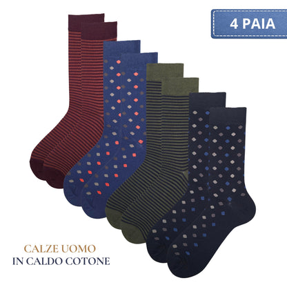 Calze Uomo Caldo Cotone corte calze uomo invernali Fantasia calze Moda Made in STRIPE/POIS