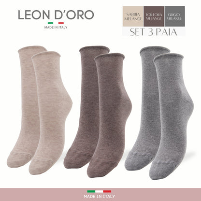 Calzini SENZA ELASTICO Donna CALDO COTONE Calze Donna 3/6 Paia Corte Moda Made in Italy
