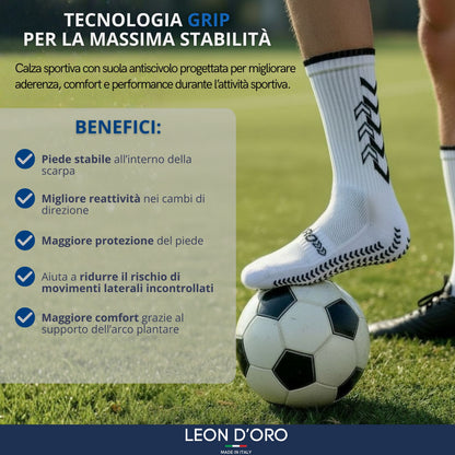Calze da Calcio Antiscivolo Uomo in Cotone Calzini Sportivi Donna Grip Traspiranti Made in Italy per Calcio Calcetto e Running ASS2