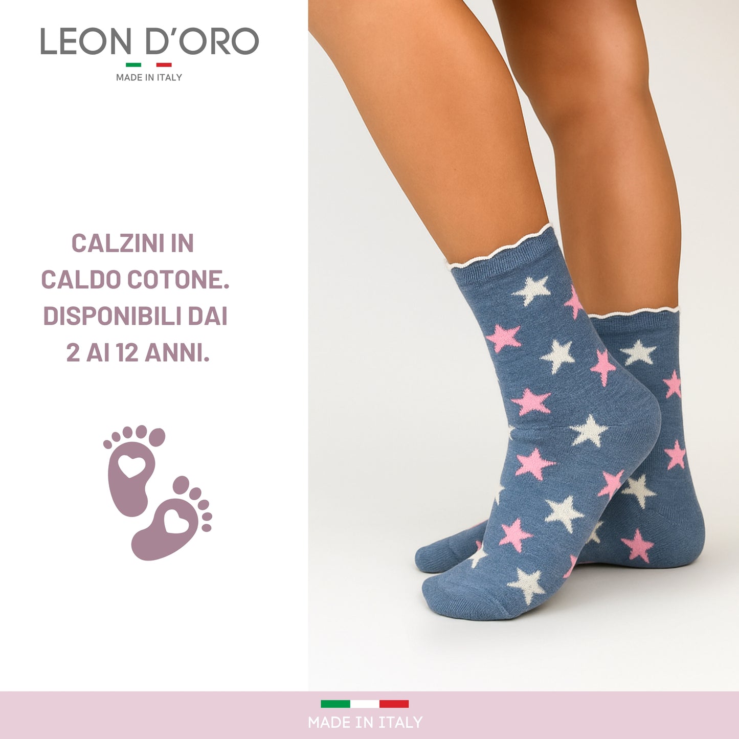 Calzini Bambina Caldo Cotone 4 Paia Calze Bimba Calze Bambina invernali Made in Italy ASS2