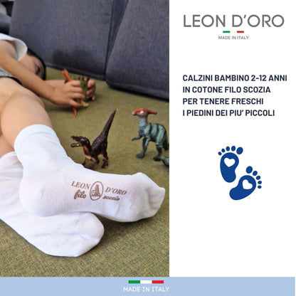 Calzino Bambino COTONE LEGGERO FILO DI SCOZIA Corto 3 Paia Calzini Bambino Calze Bimbo Made in Italy