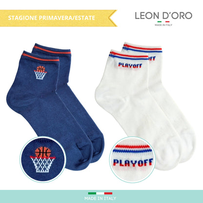 Calzini Bambino COTONE LEGGERO FILO DI SCOZIA 4 Paia, Calze leggere e traspiranti Made in Italy ASS2