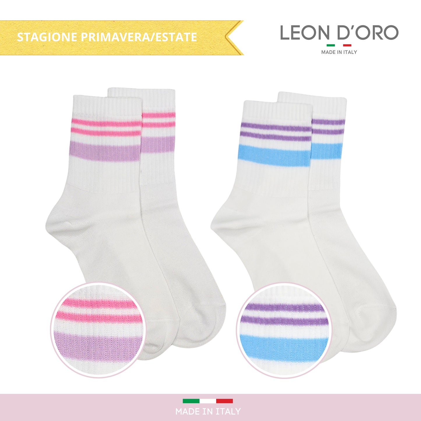 Calzini Bambina COTONE LEGGERO FILO DI SCOZIA 4 Paia Calze leggere e traspiranti Made in Italy ASS2