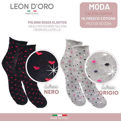 Calzini Donna Cotone Leggero 4 Paia di cui 1 in Omaggio Calze Donna Filo di scozia Made in Italy ASS3