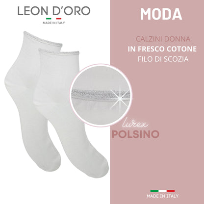 Calzini Donna Cotone Leggero 4 Paia di cui 1 in Omaggio Calze Donna Filo di scozia Made in Italy ASS1