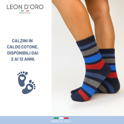 Calzini Bambino Caldo Cotone 4 Paia Calze Bimbo Fantasia Calze Bambino invernali Made in Italy ASS2