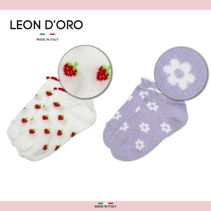 Fantasmini Neonata Cotone Leggero 4 Paia Calzini Bambina 6 12 18 mesi Made in Italy ASS1