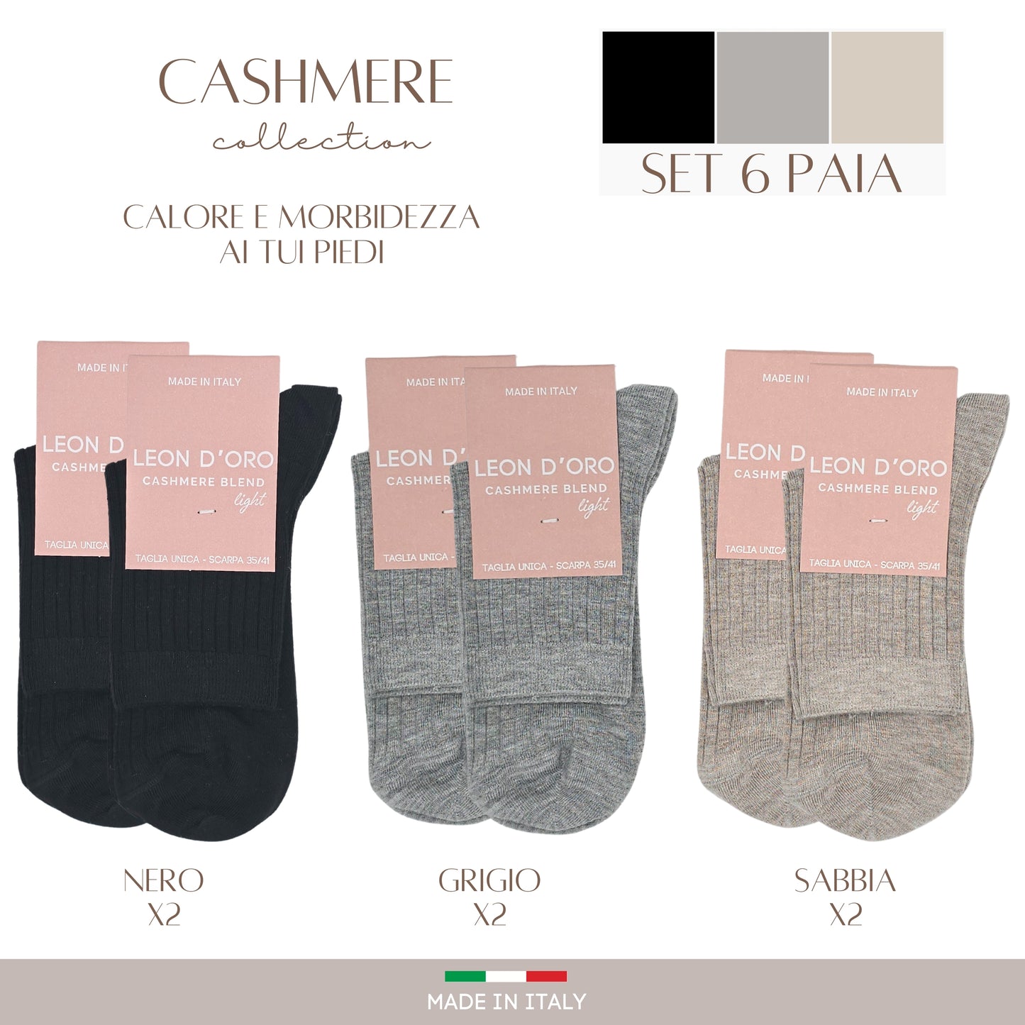 Calze Cashmere Light Donna Calzini Viscosa Cachemire Invernali Made in Italy Idea Regalo Natale