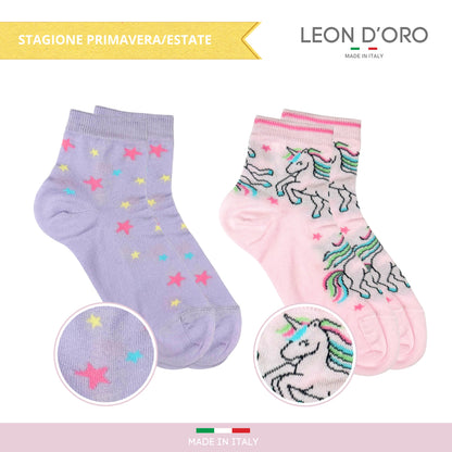 Calzini Bambina COTONE LEGGERO FILO DI SCOZIA 4 Paia Calze leggere e traspiranti Made in Italy ASS1