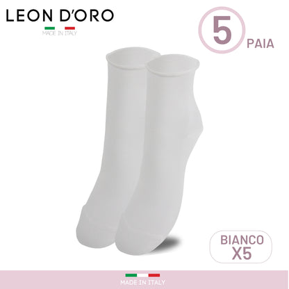 Calze DONNA Senza Elastico Diabetici COTONE FILO DI SCOZIA Calzini Sanitari 5 PAIA Made in Italy