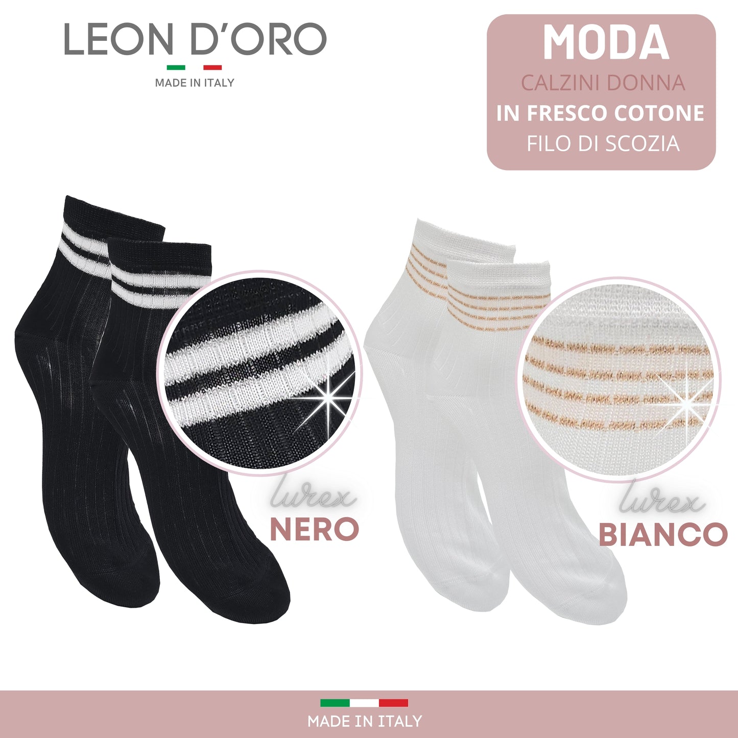 Calzini Donna Cotone Leggero 4 Paia di cui 1 in Omaggio Calze Donna Filo di scozia Made in Italy ASS4