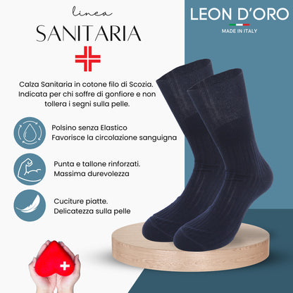 Calze Uomo Diabetici cotone filo di scozia Super Leggere CALZE SANITARIE Calze a costina SENZA ELASTICO 6 PAIA CALZE MADE IN ITALY