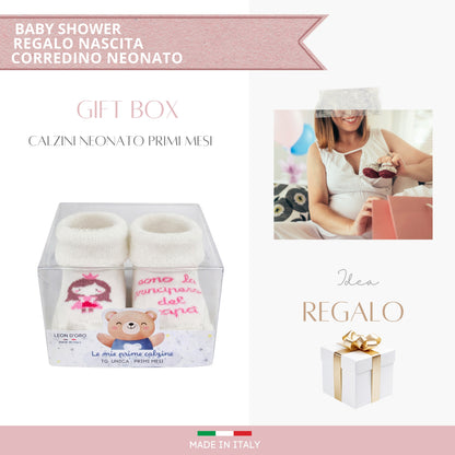 Calze Neonata Calzino Regalo Baby Shower Scarpine Babbucce bambini Primi Mesi Taglia Unica Made in Italy F-ASS2